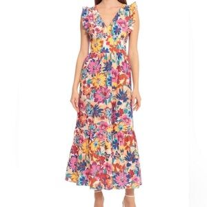 Maggy London | Floral Tiered Maxi Dress with Flatter Sleeves